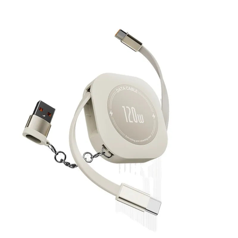 Charge Faster and Tangle-Free | 4-in-1 Retractable USB-C 120W Cable