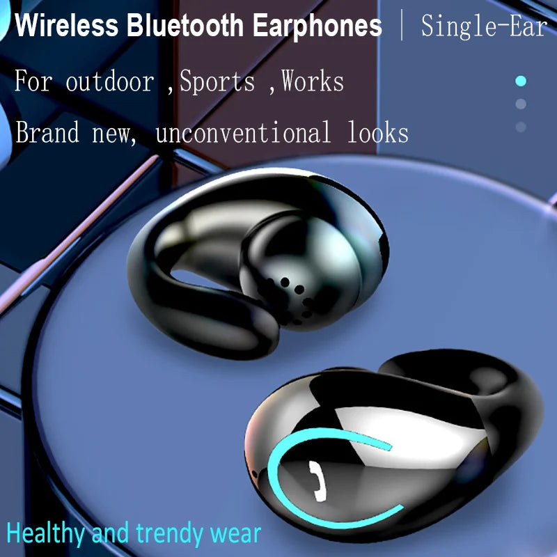Audífonos Bluetooth Air-Conduction Inalámbricos con Micrófono y Diseño Clip-On para Trabajo y Conducción