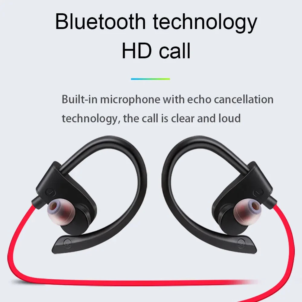 Audífonos Bluetooth Deportivos Stereo con Gancho, Micrófono y Sonido HiFi para Gaming y Música