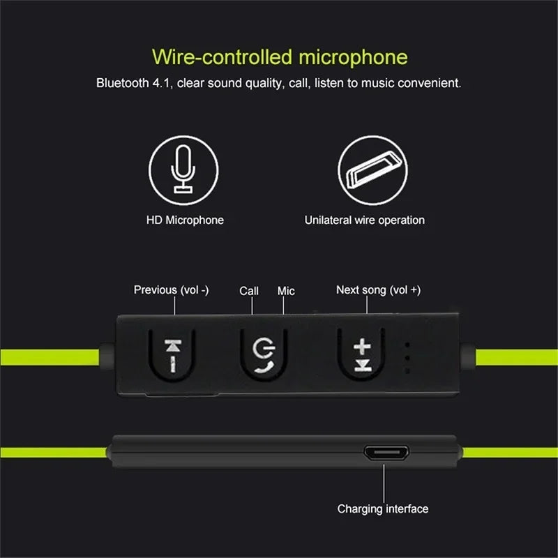 Audífonos Bluetooth Deportivos Stereo con Gancho, Micrófono y Sonido HiFi para Gaming y Música