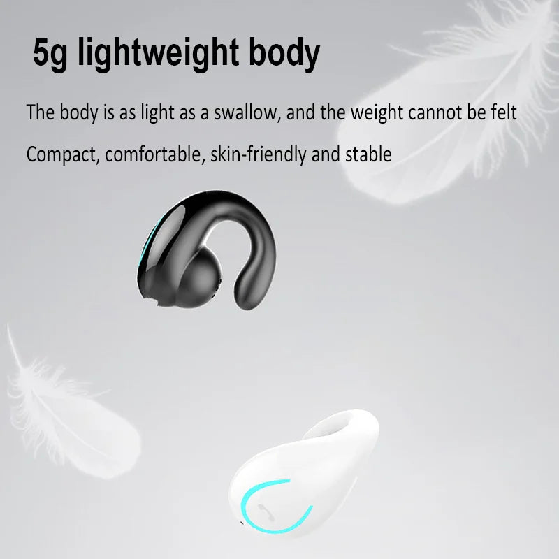 Audífonos Bluetooth Air-Conduction Inalámbricos con Micrófono y Diseño Clip-On para Trabajo y Conducción
